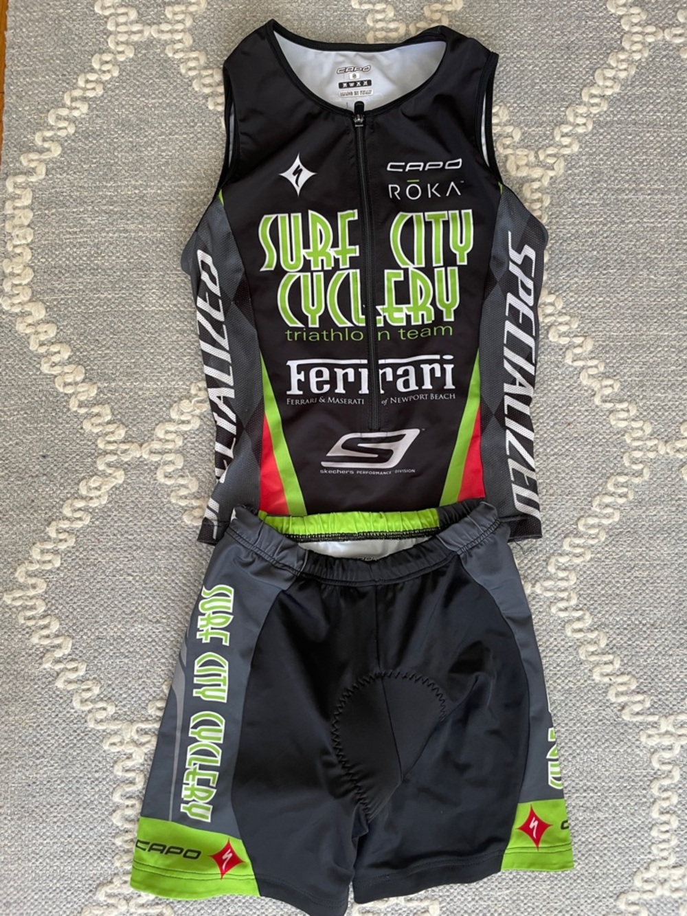 Capo Surf City Cyclery Triathlon Suit - Black & Lime Green